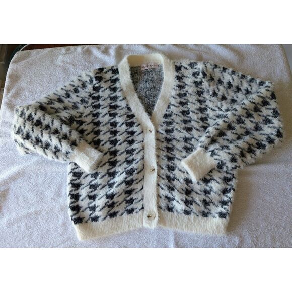 Willow & Wind Fuzzy Knit 2-pc Houndstooth Cardigan & Tank Set  Sz XS - Picture 7 of 9